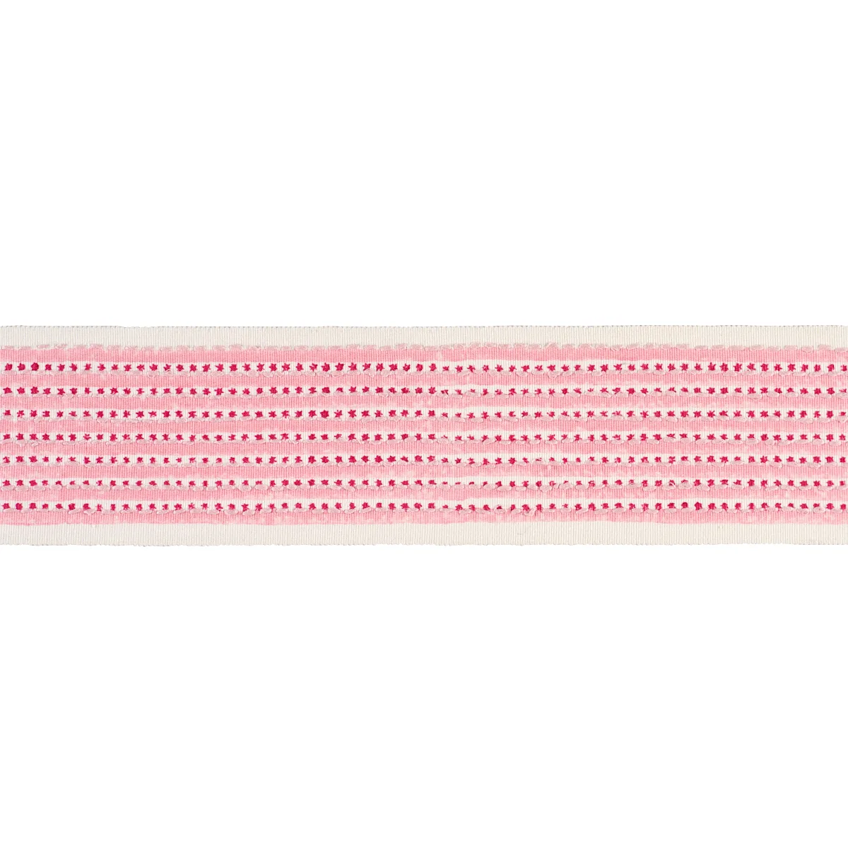 Schumacher Stripe & Dot Hand Block Trim in Pink (85420)