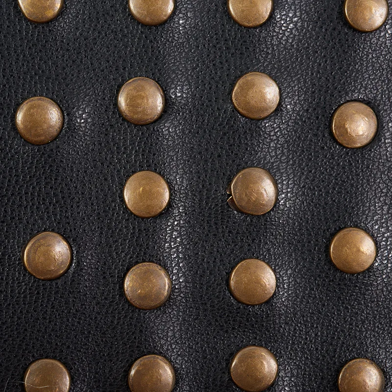 76092 | Studded Leather Trim - Black Schumacher Studded Leather Trim in Black (76092)