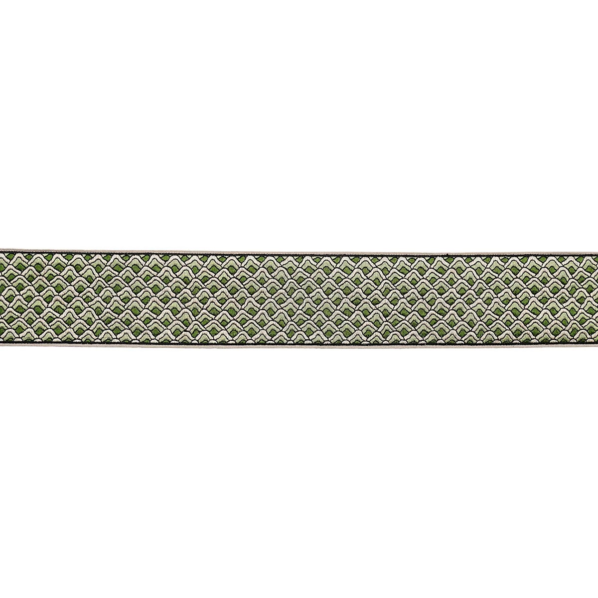 Schumacher Sunrise Embroidery Tape trim in Emerald (80892)