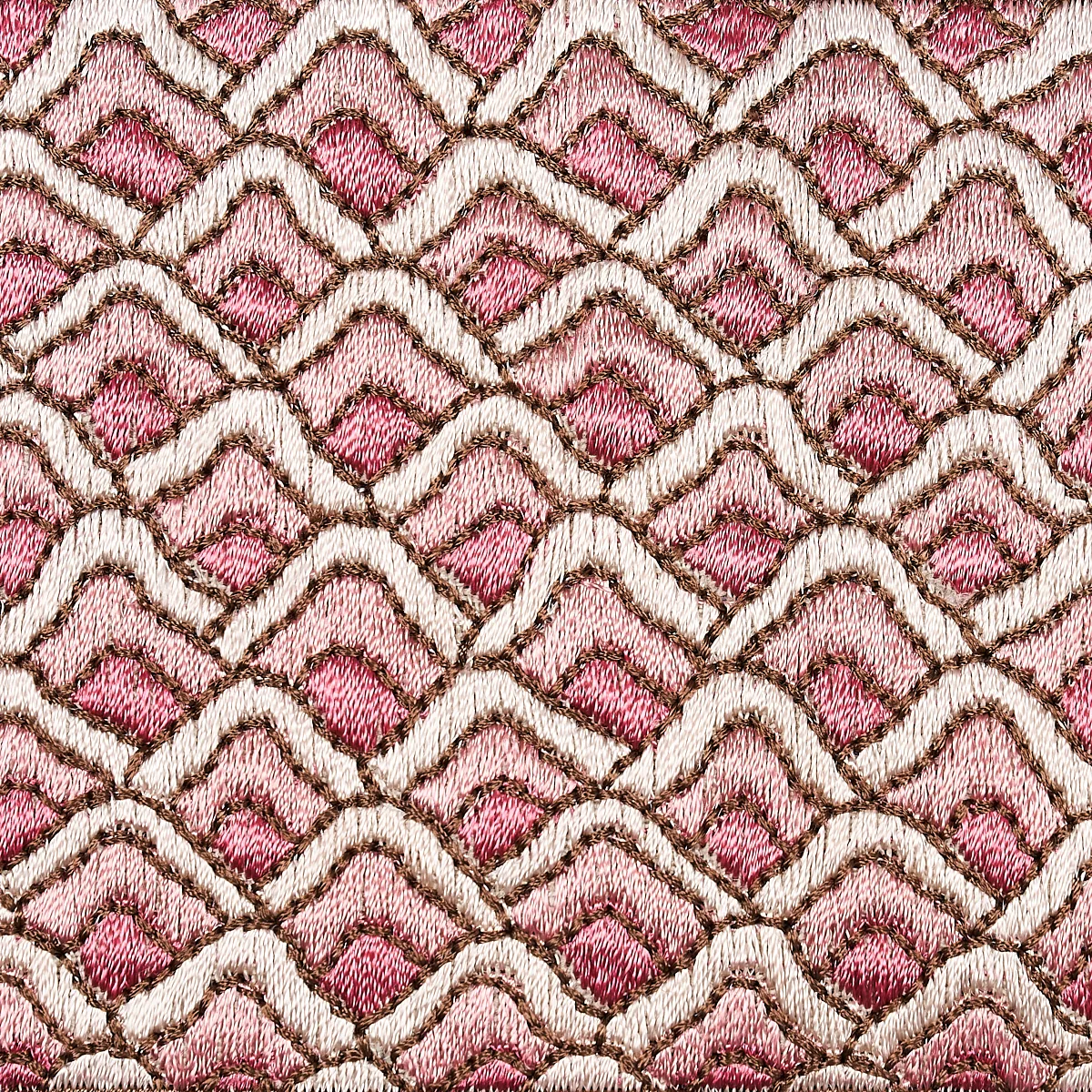 Schumacher Sunrise Embroidery Tape trim in Pink (80891)