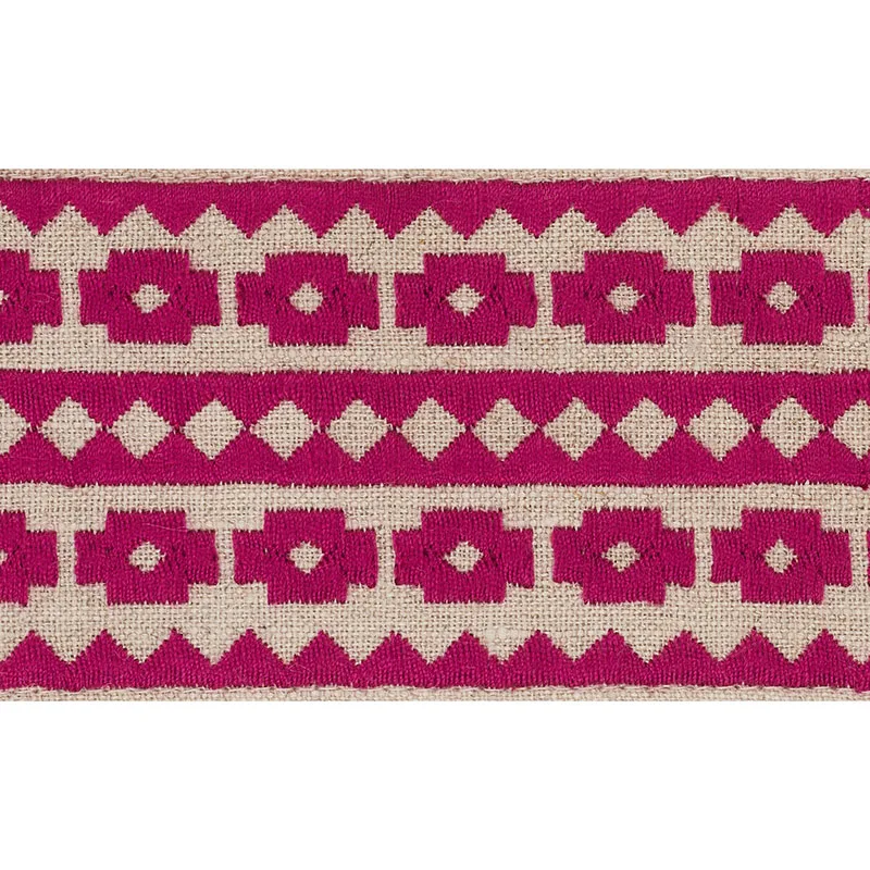 Schumacher Talitha Tape trim in Fuchsia on Natural (70648)