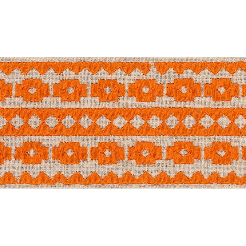 Schumacher Talitha Tape trim in Orange on Natural (70647)
