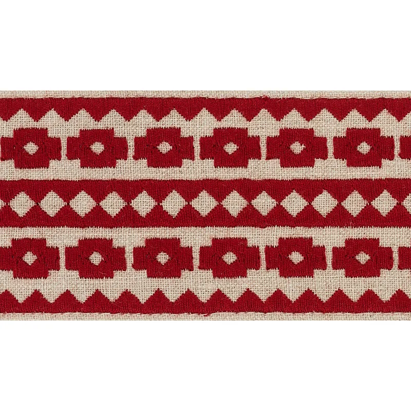 Schumacher Talitha Tape trim in Red on Natural (70646)