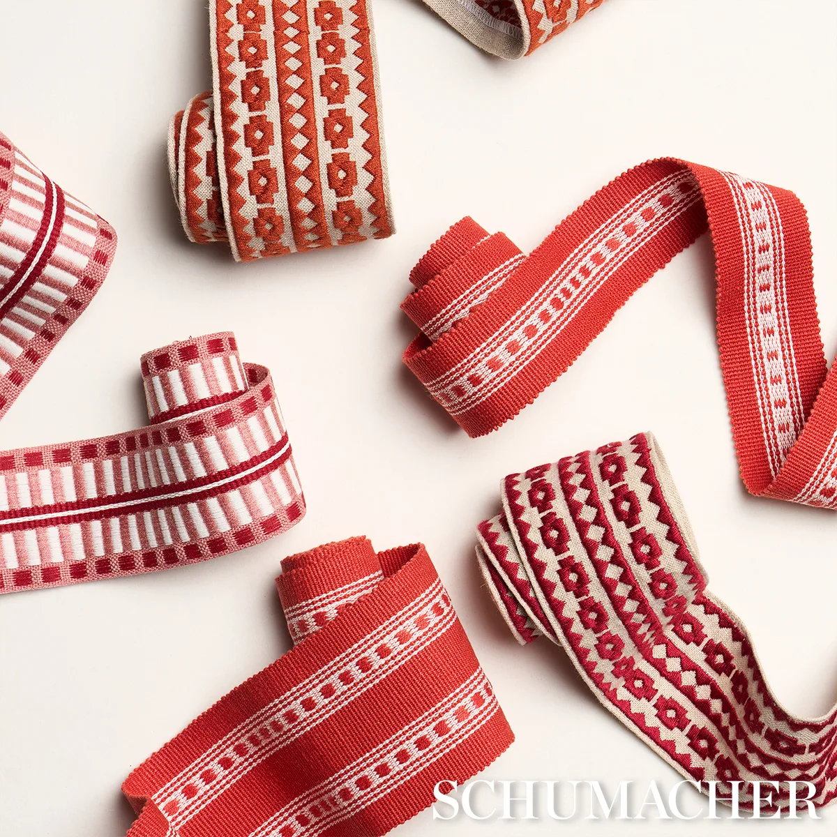 79921 | Talitha Tape - Terracotta on Natural Schumacher Talitha Tape trim in Terracotta on Natural (79921)