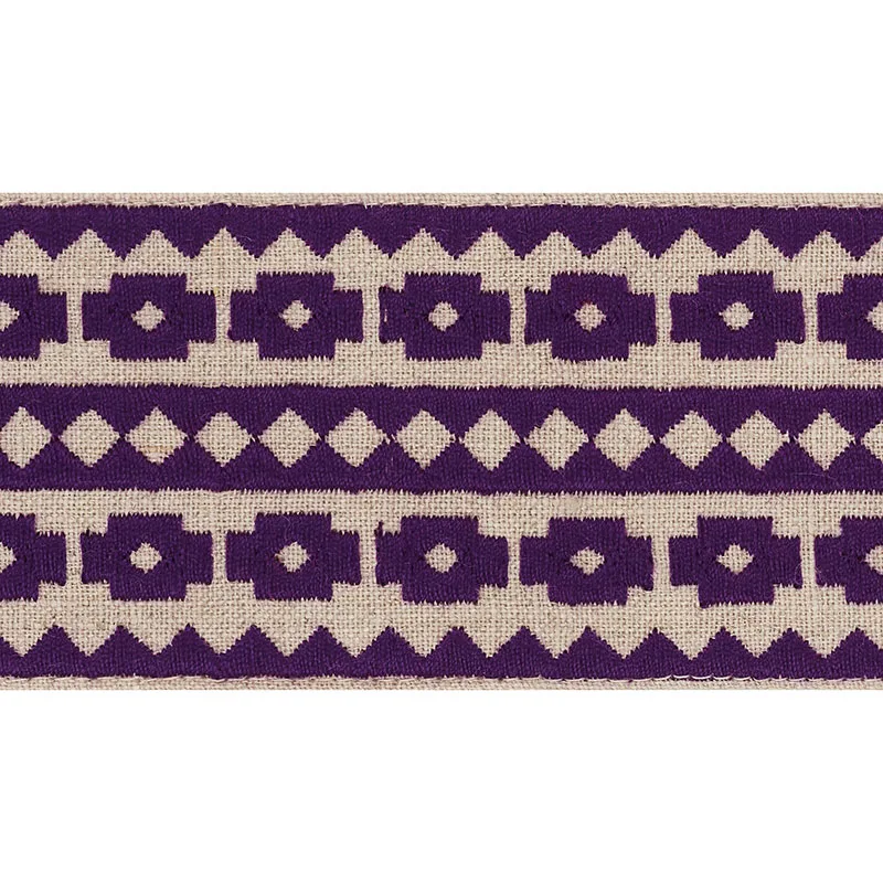 Schumacher Talitha Tape trim in Violet on Natural (70649)