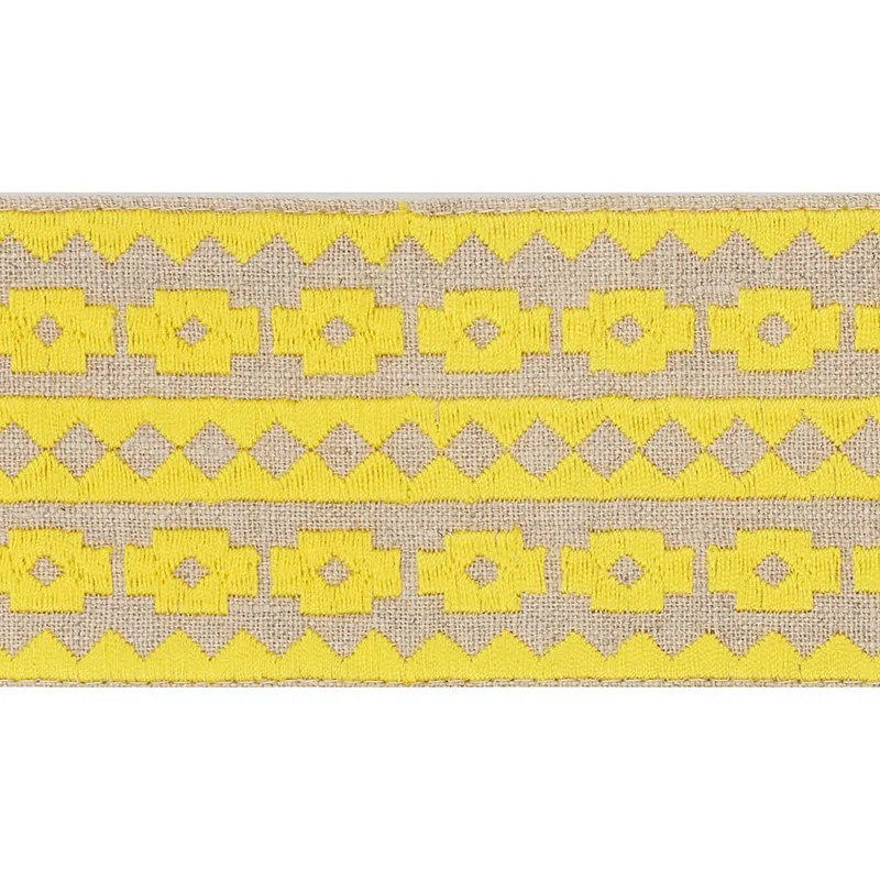 Schumacher Talitha Tape trim in Yellow on Natural (70645)