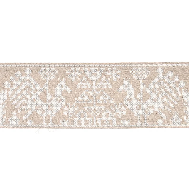 Schumacher Tarpan Embroidered Tape trim in Natural (80002)