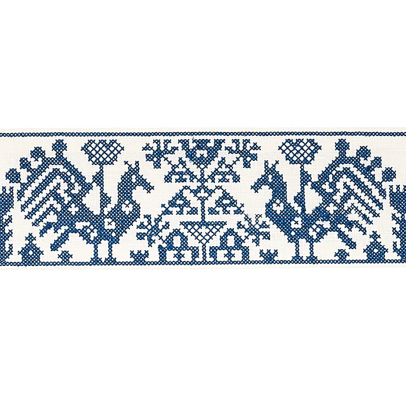 Schumacher Tarpan Embroidered Tape trim in Navy (80000)