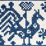 80000 | Tarpan Embroidered Tape - Navy Schumacher Tarpan Embroidered Tape trim in Navy (80000)