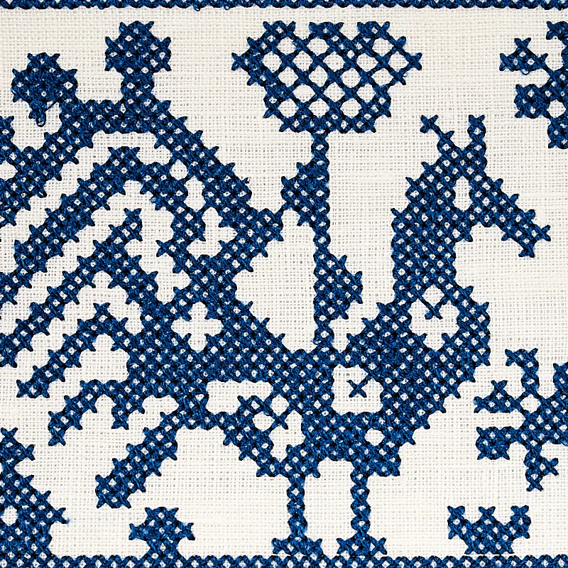 80000 | Tarpan Embroidered Tape - Navy Schumacher Tarpan Embroidered Tape trim in Navy (80000)