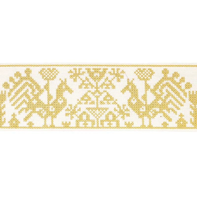 Schumacher Tarpan Embroidered Tape trim in Yellow (80001)