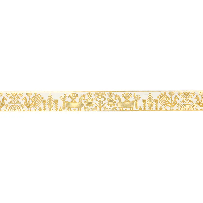 Schumacher Tarpan Embroidered Tape trim in Yellow (80001)