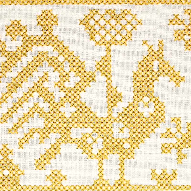 80001 | Tarpan Embroidered Tape - Yellow Schumacher Tarpan Embroidered Tape trim in Yellow (80001)