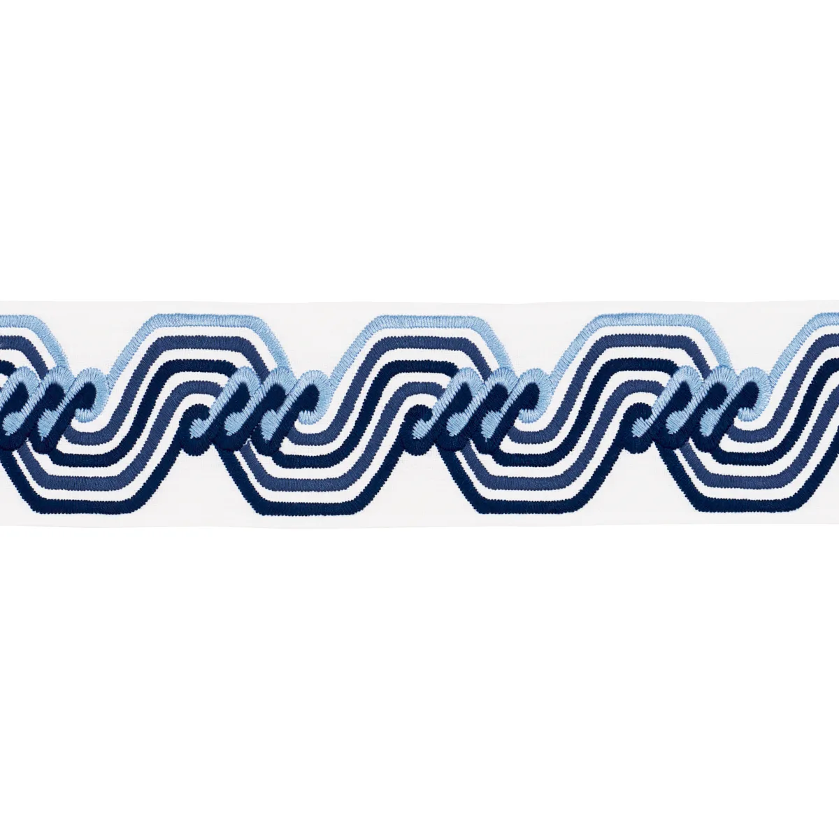 Schumacher The Twist Embroidered Tape trim in Blue (83630)