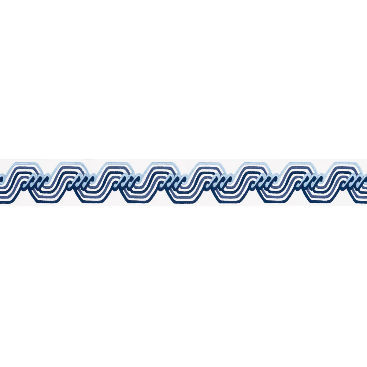 Schumacher The Twist Embroidered Tape trim in Blue (83630)
