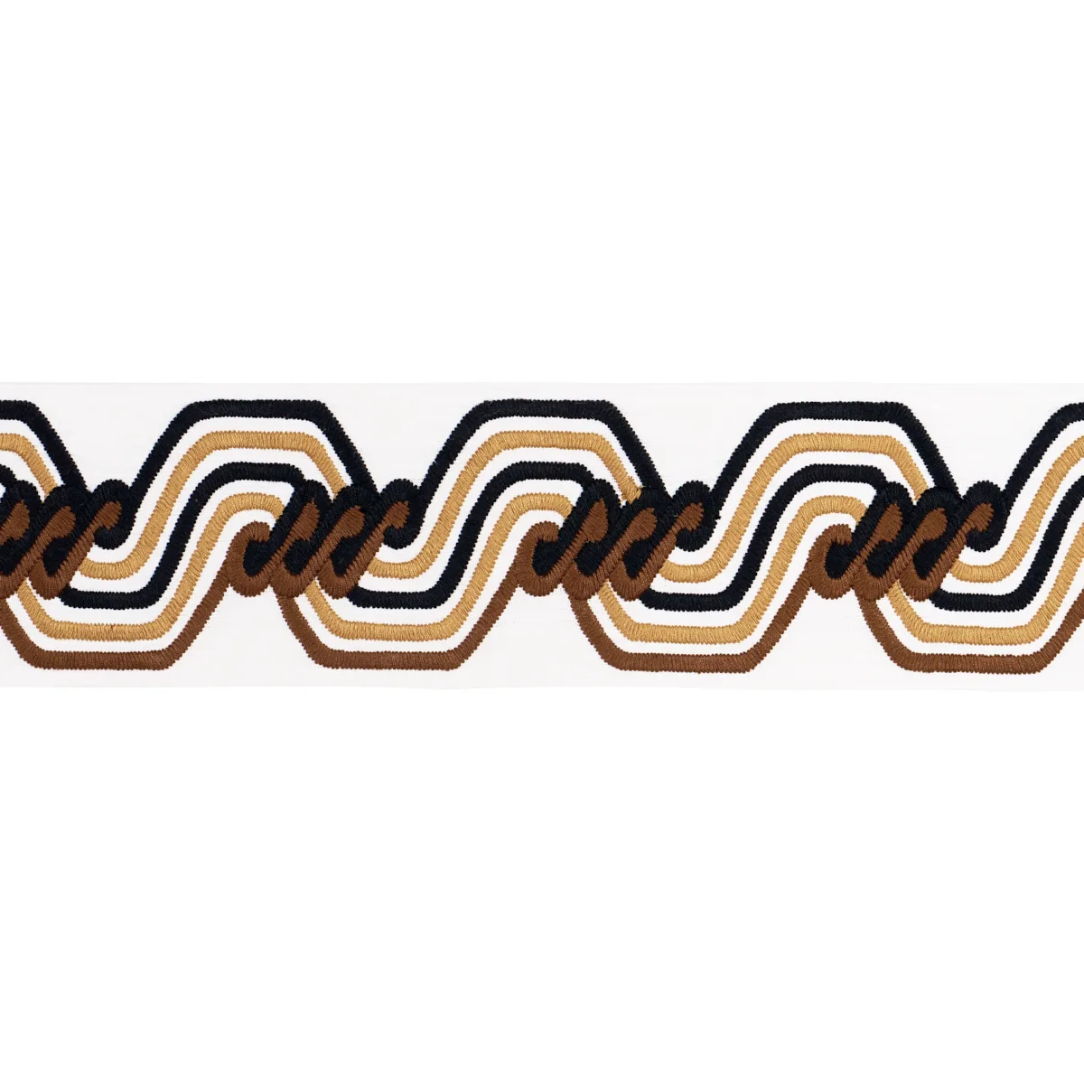 Schumacher The Twist Embroidered Tape trim in Brown (83632)