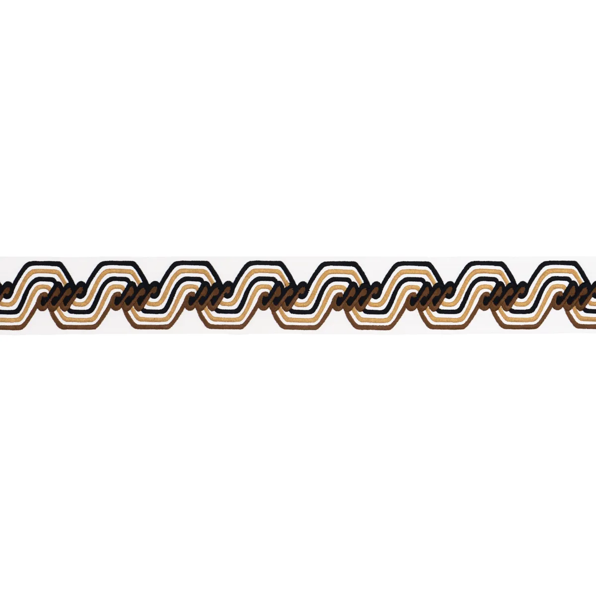 Schumacher The Twist Embroidered Tape trim in Brown (83632)