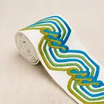 83631 | The Twist Embroidered Tape - Peacock Schumacher The Twist Embroidered Tape trim in Peacock (83631)