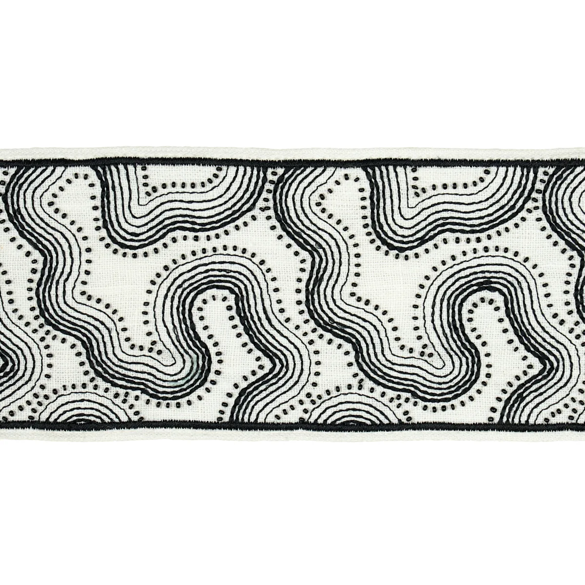 Schumacher Topo Beaded Tape trim in Black & White (81220)
