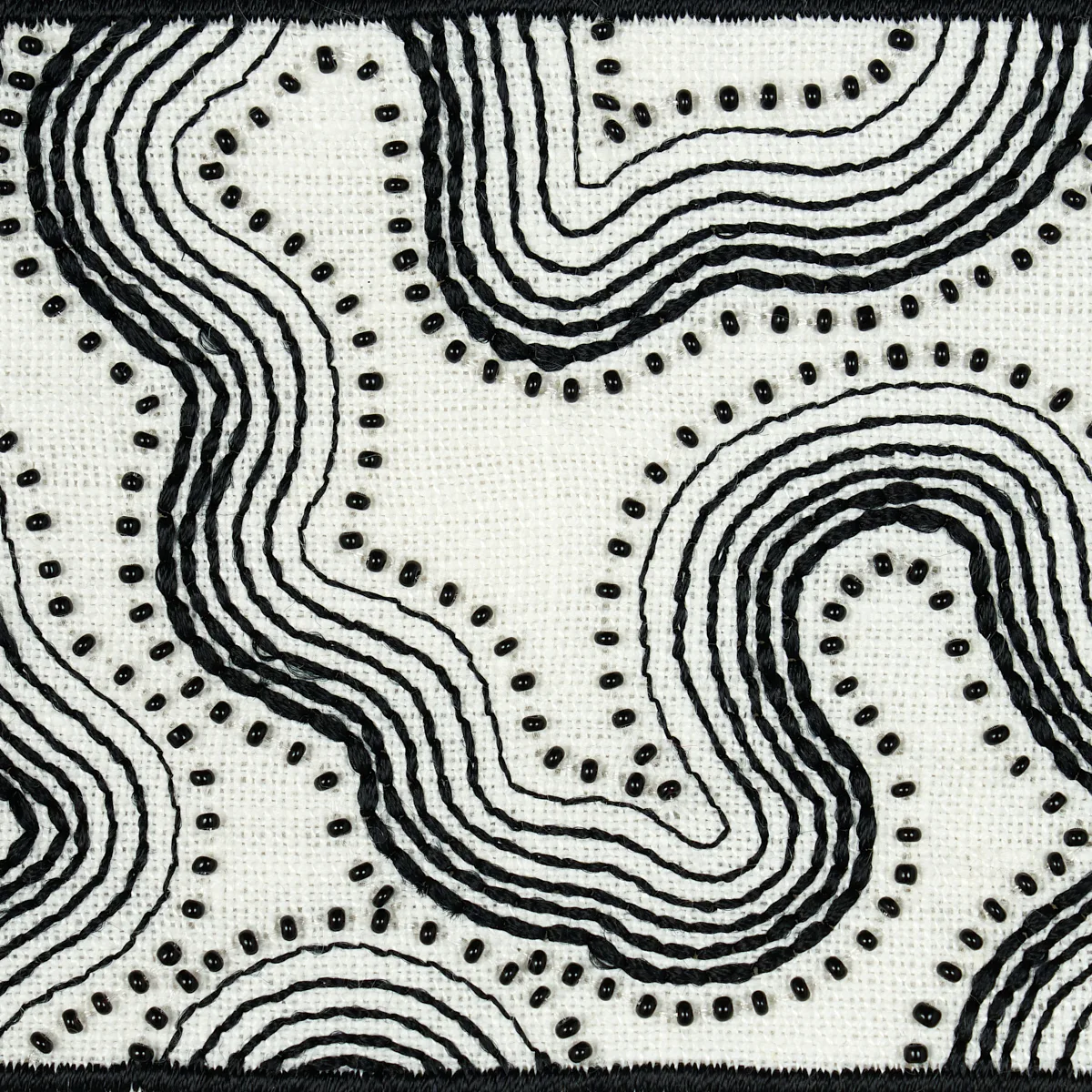 81220 | Topo Beaded Tape - Black & White Schumacher Topo Beaded Tape trim in Black & White (81220)