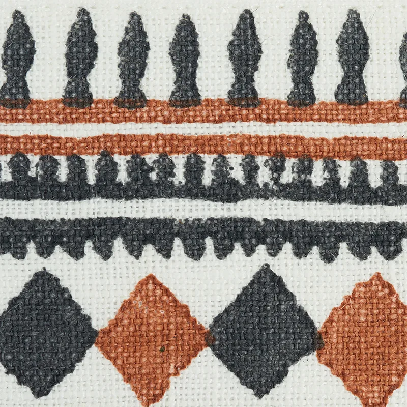 77333 | Toula Hand Blocked Linen Tape - Black & Brown Schumacher Toula Hand Blocked Linen Tape trim in Black & Brown (77333)