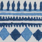 77330 | Toula Hand Blocked Linen Tape - Blues Schumacher Toula Hand Blocked Linen Tape trim in Blues (77330)