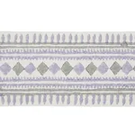 77332 | Toula Hand Blocked Linen Tape - Lilac & Grey Schumacher Toula Hand Blocked Linen Tape trim in Lilac & Grey (77332)