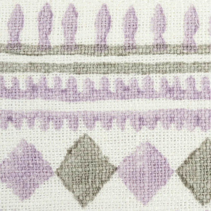 77332 | Toula Hand Blocked Linen Tape - Lilac & Grey Schumacher Toula Hand Blocked Linen Tape trim in Lilac & Grey (77332)
