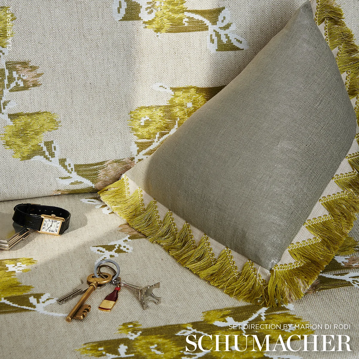 86930 | Trace of Connection Fringe - Chartreuse Schumacher Trace of Connection Fringe trim in Chartreuse (86930)