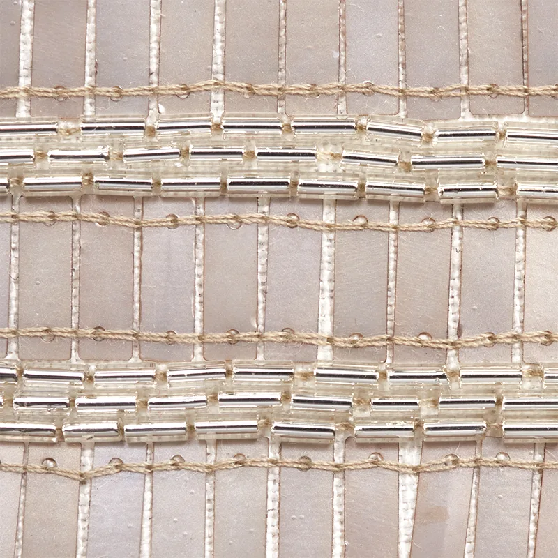 Schumacher Trento Beaded Tape trim in Platinum (77380)