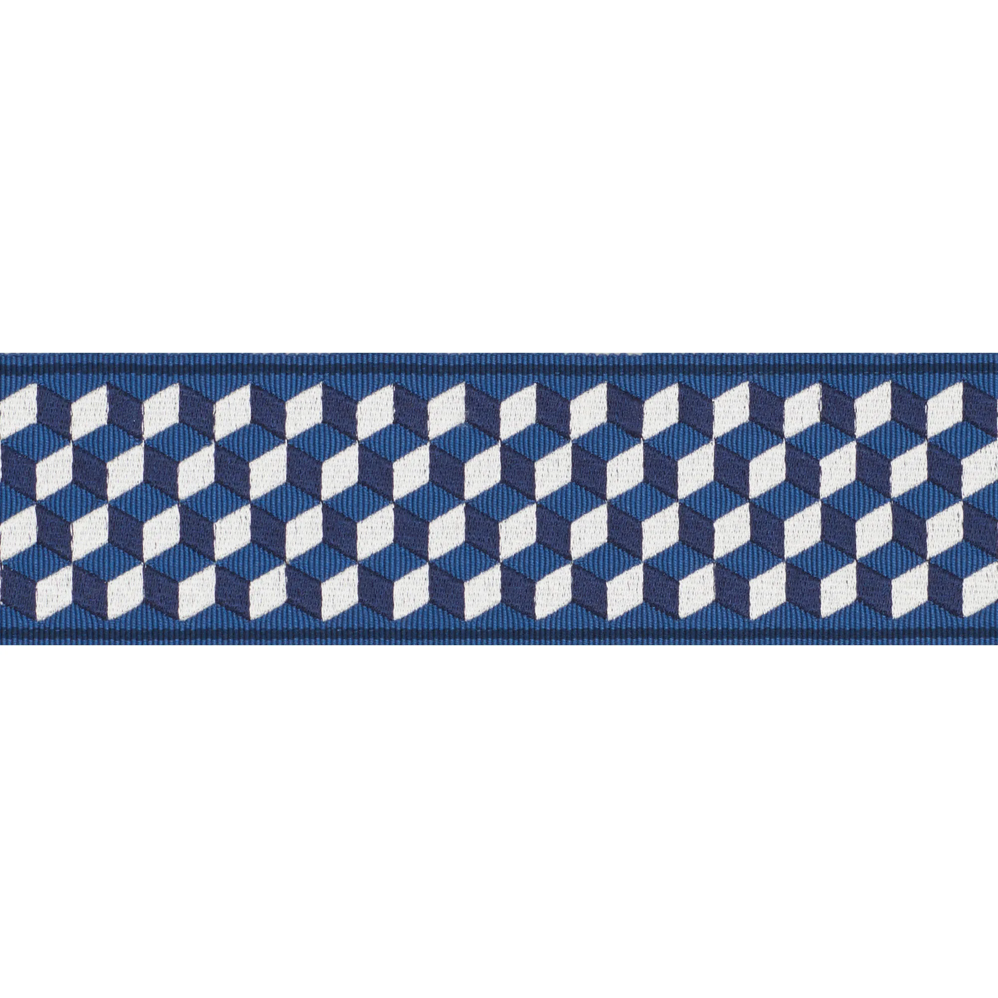 Schumacher Tumbling Blocks Tape trim in Bleu (71261)