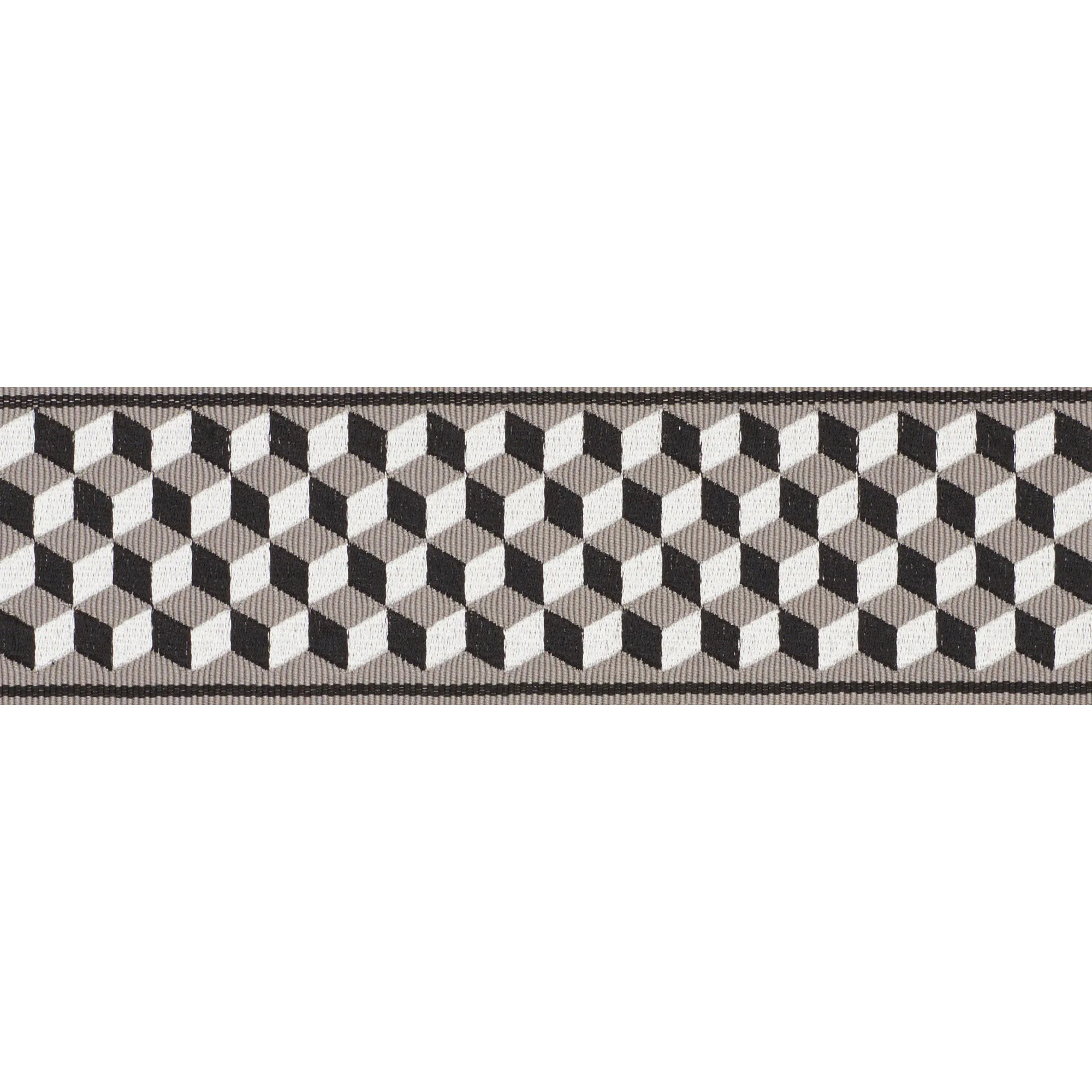 Schumacher Tumbling Blocks Tape trim in Grisaille & Noir (71260)