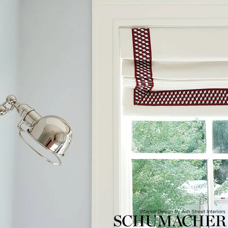 Schumacher Tumbling Blocks Tape trim in Rouge & Bleu (71262)