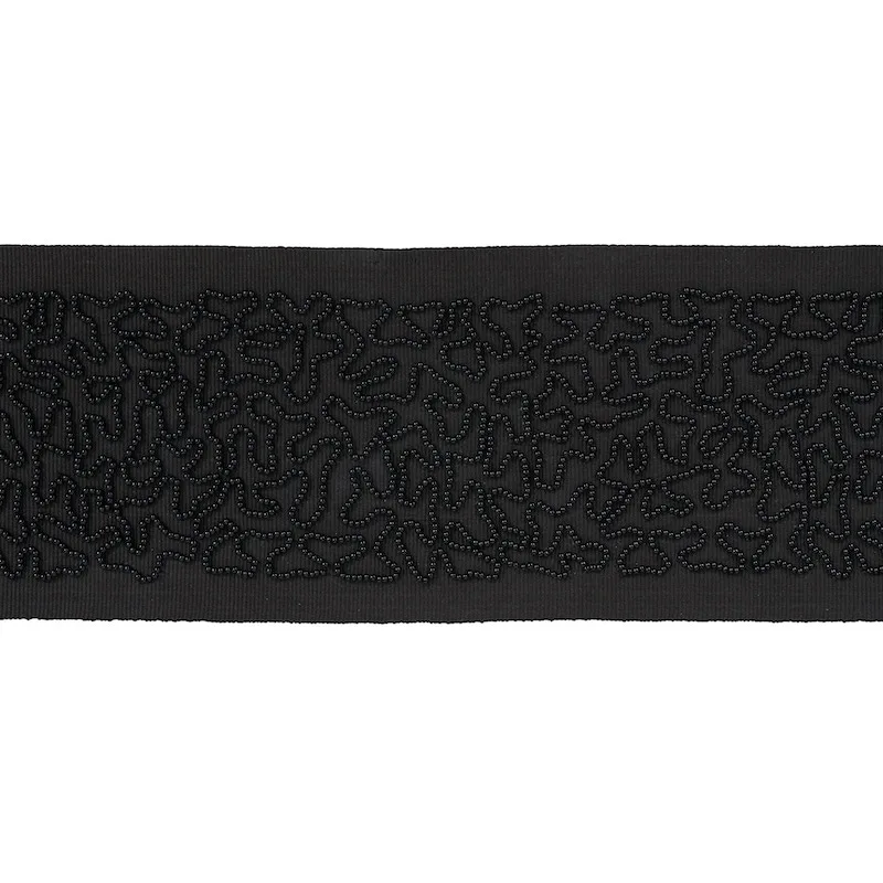 Schumacher Vermicelli Beaded Tape trim in Black (77482)