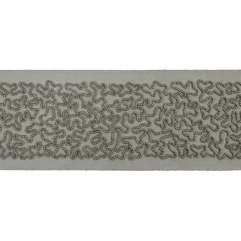 Schumacher Vermicelli Beaded Tape trim in Gunmetal (77480)