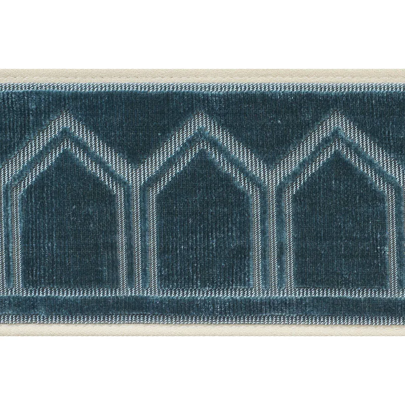 Schumacher Vizier Velvet Tape trim in Patina (75731)
