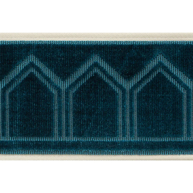 Schumacher Vizier Velvet Tape trim in Peacock (75730)