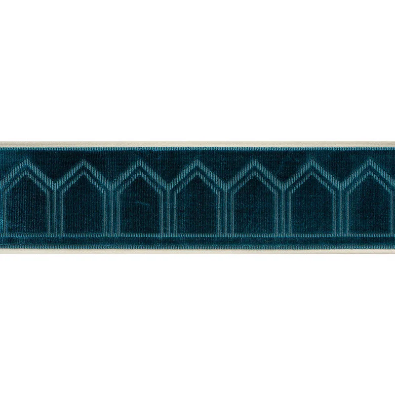 Schumacher Vizier Velvet Tape trim in Peacock (75730)