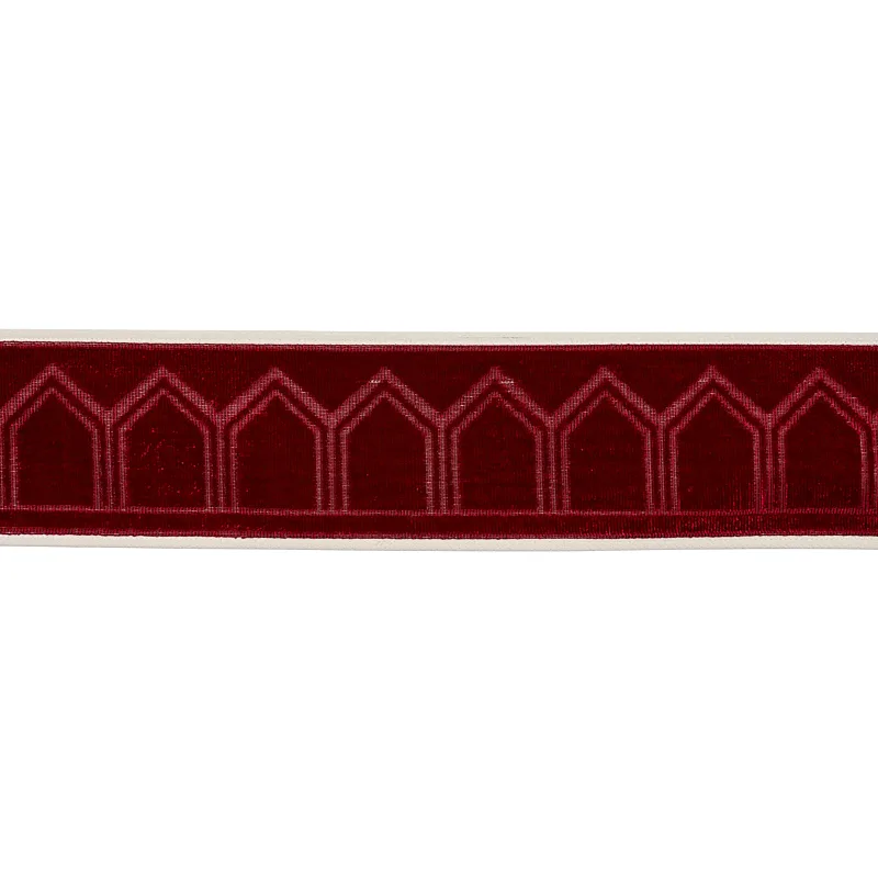 Schumacher Vizier Velvet Tape trim in Ruby (75735)