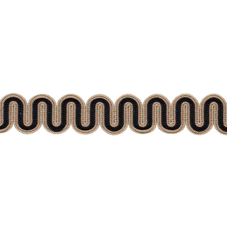 Schumacher Winding River Tape trim in Black & Camel (86360)