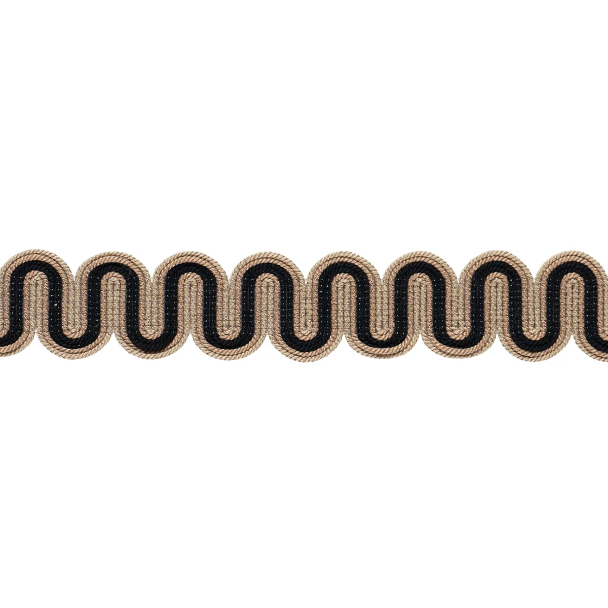 Schumacher Winding River Tape trim in Black & Camel (86360)