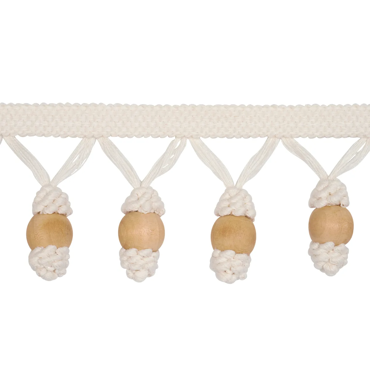 Schumacher Wooden Ball Fringe trim in Ivory (84700)