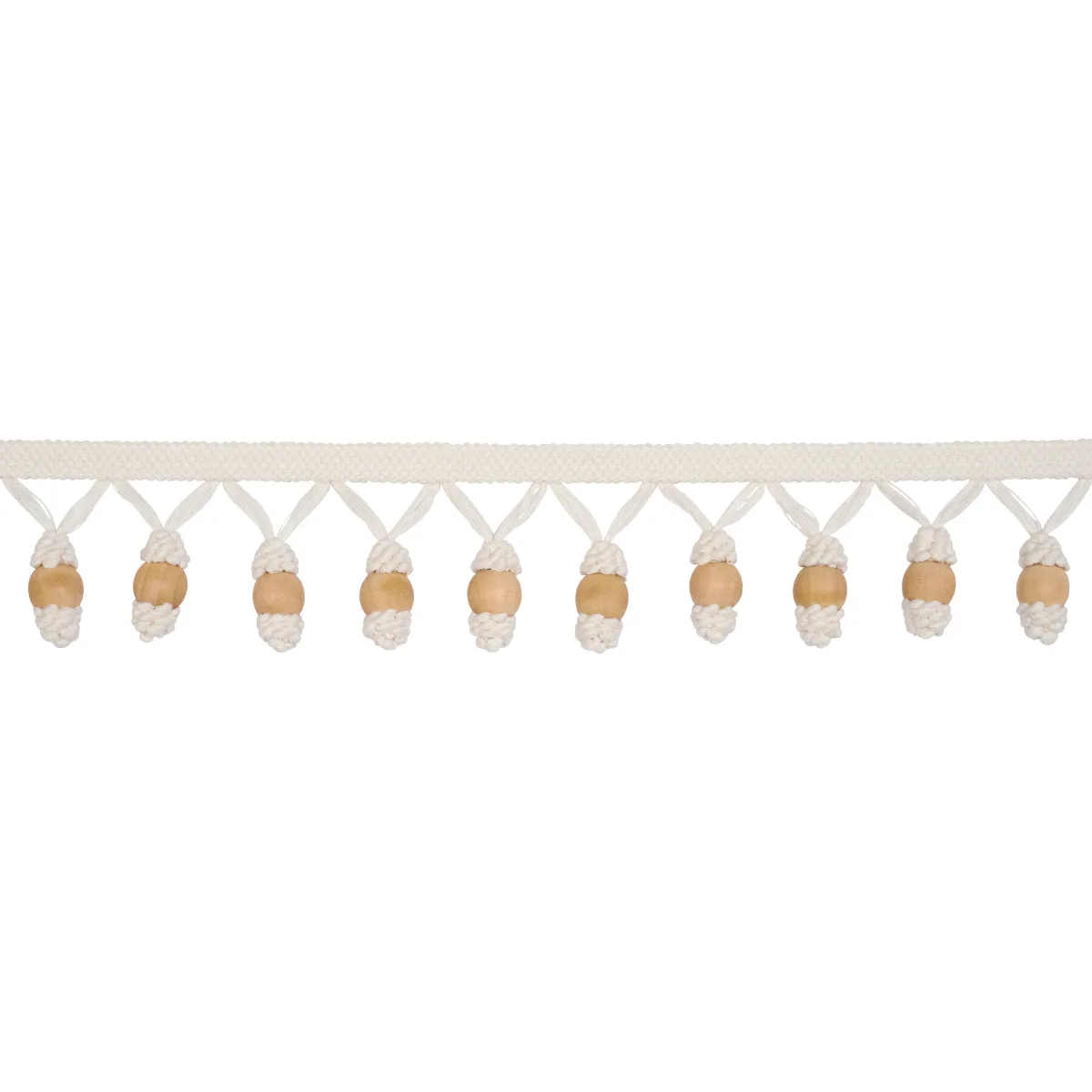 Schumacher Wooden Ball Fringe trim in Ivory (84700)