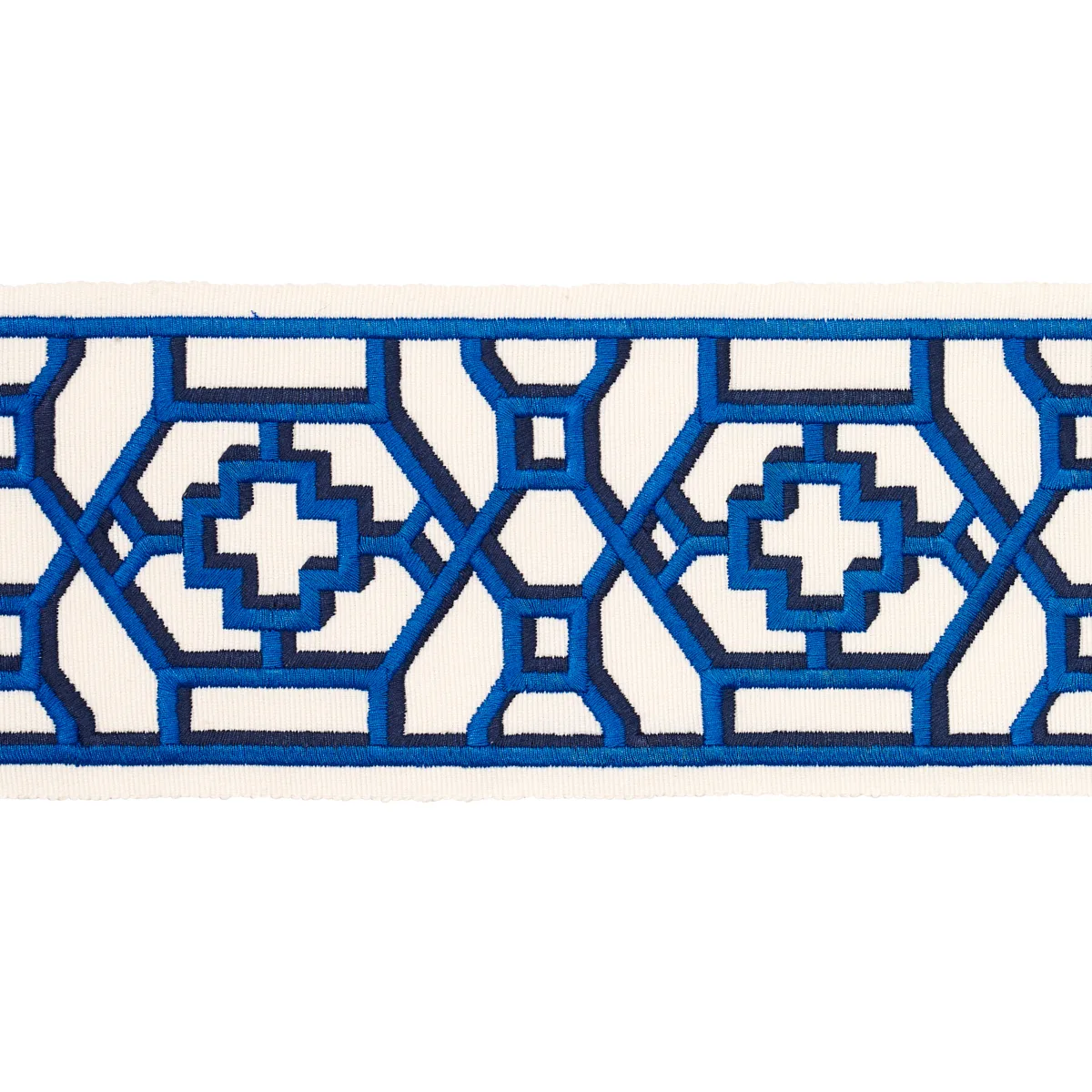 Schumacher Zanzibar Trellis Tape trim in Blue (81280)