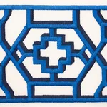 81280 | Zanzibar Trellis Tape - Blue Schumacher Zanzibar Trellis Tape trim in Blue (81280)