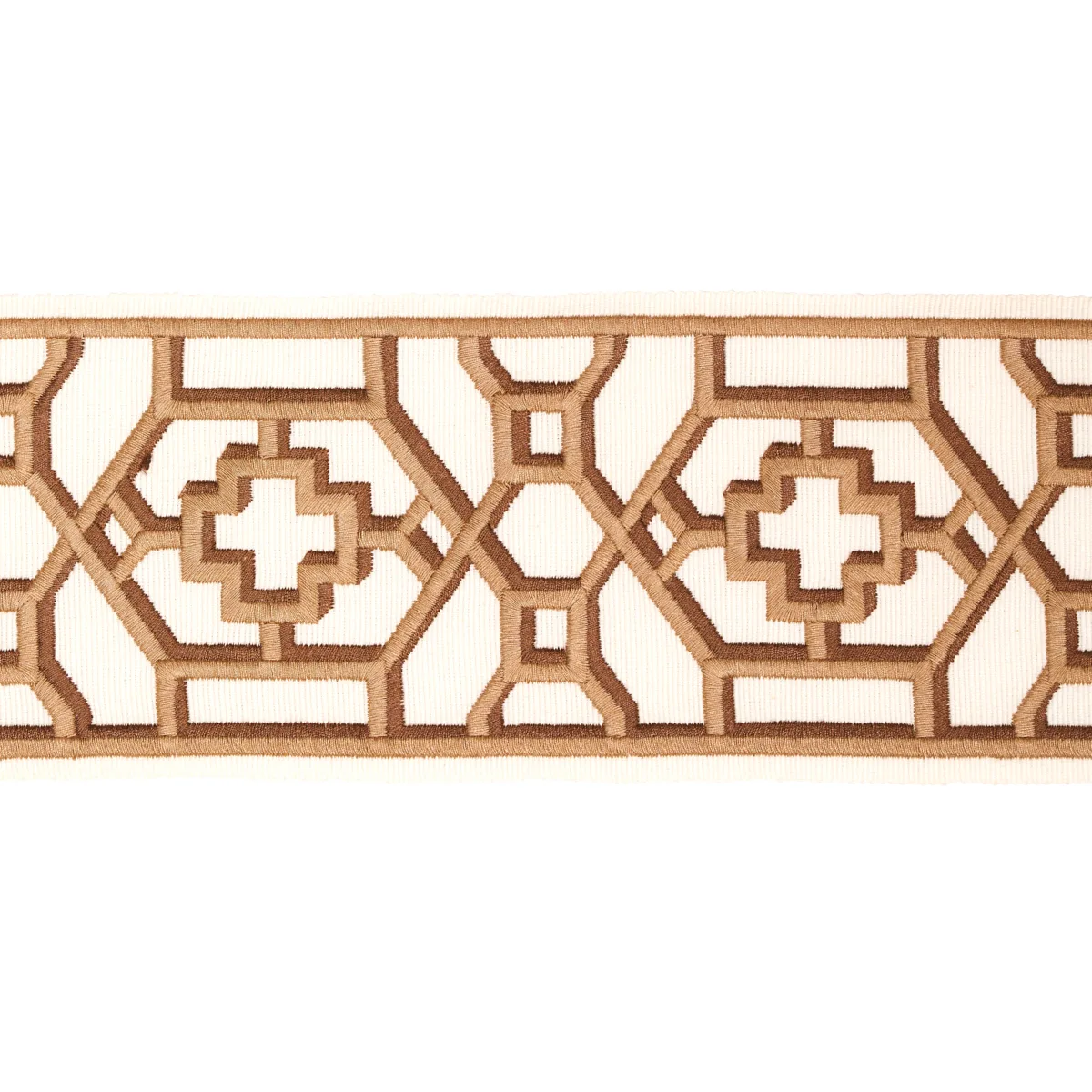 Schumacher Zanzibar Trellis Tape trim in Camel (81282)