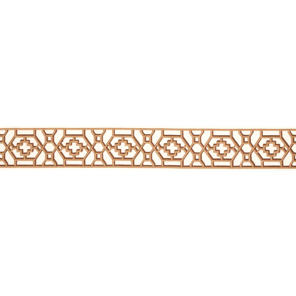 Schumacher Zanzibar Trellis Tape trim in Camel (81282)