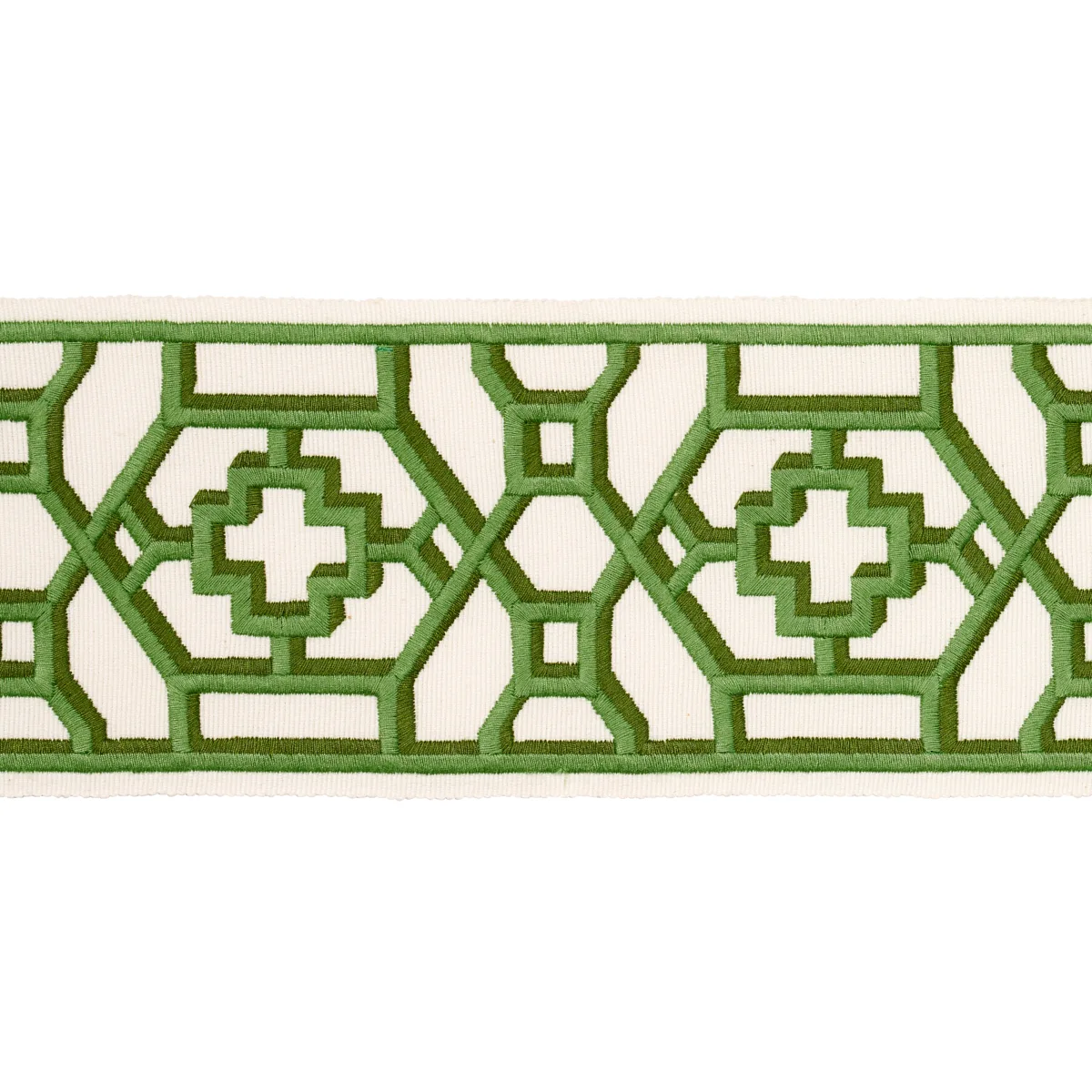 Schumacher Zanzibar Trellis Tape trim in Jade (81281)