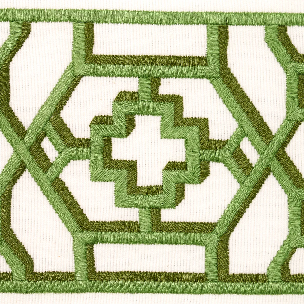 81281 | Zanzibar Trellis Tape - Jade Schumacher Zanzibar Trellis Tape trim in Jade (81281)