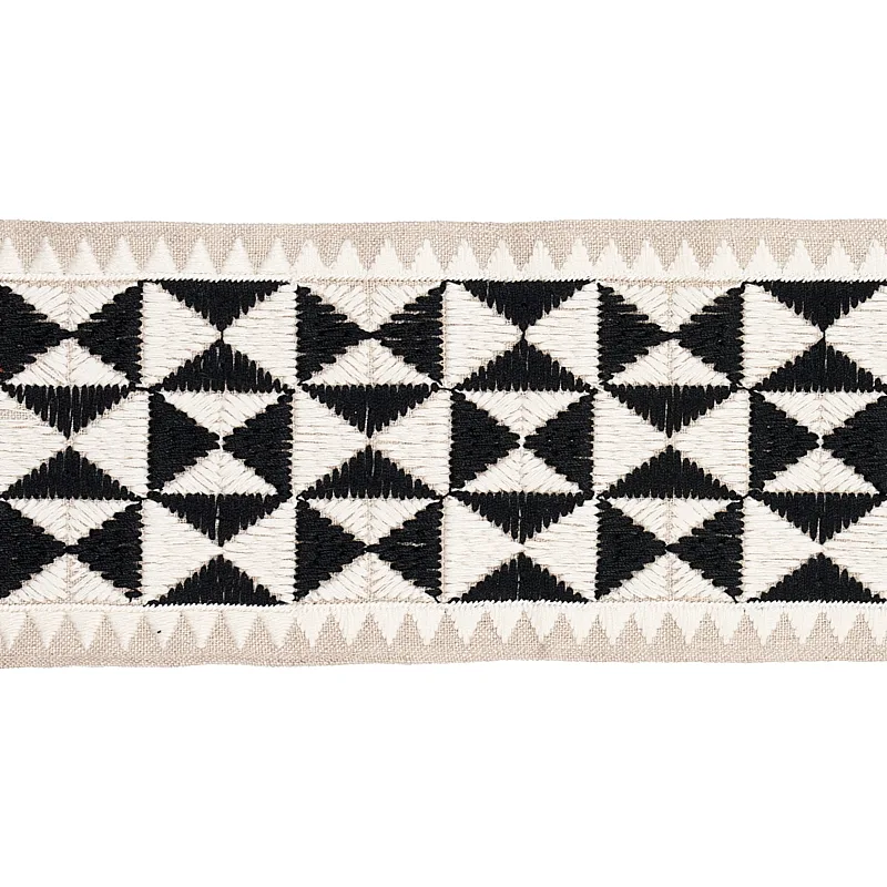 Schumacher Zulma Embroidered Tape trim in Black (80190)